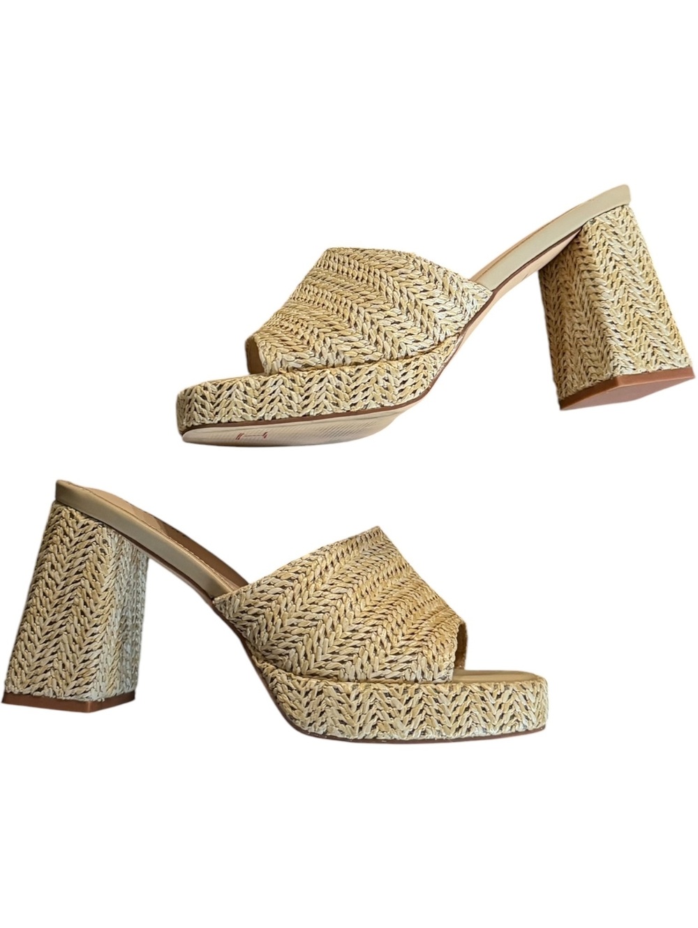 Monrovia Woven Straw Chunky Heels